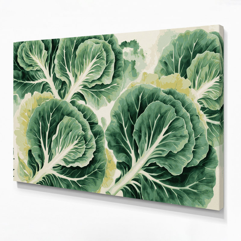 Légumes, chou chinois sur toile beige Napa, H 11 po x l 14 po