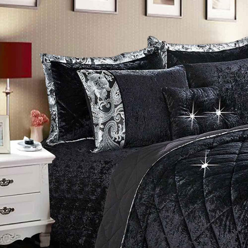 Analey Polyester Solid Colour Bedspread, 255 x 275 cm, Black