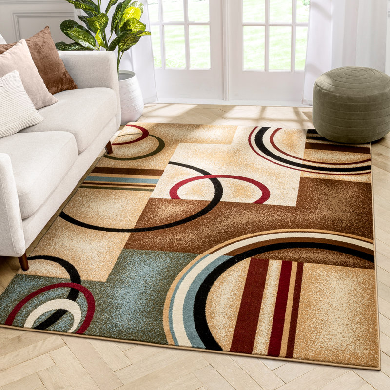 Bellair Arcs & Shapes Ivory Modern Rug, Rectangle 7'10" x 9'10"