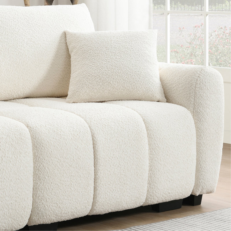 [VIDEO] 110" Modular Sectional Sofa, L Shape With Extra-Large Seat, Pull-Line Design, Movable Ottoman, High Density Foam, Free Combination, Sturdy Metal&Wood Frame, Boucle Fabric, 3 Colours