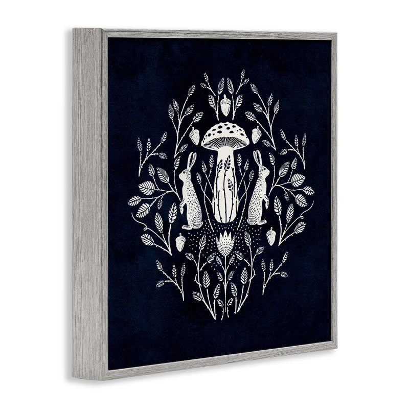 «Botanical Rabbits & Mushroom», estampe numérique par Katie O'Shea, Estampe numérique Farmhouse, H 24 po x l 24 po