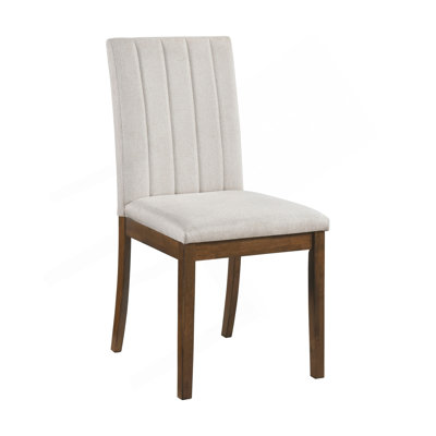 Contemporary Brown Finish Dining Chairs Set Of 2 Fabric Upholstery Seat And Back Wooden Kitchen Dinng Furniture