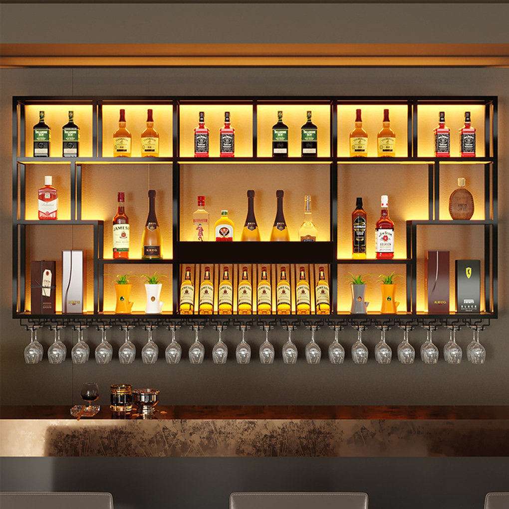 L Wall-hanging Wine Rhythm Wall Mounted Wine Rack Metal Frame ...