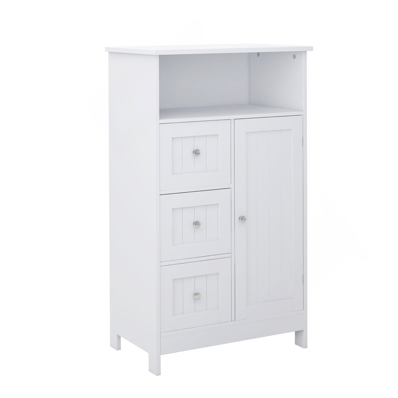 Bathroom Standing Storage Cabinet With 3 Drawers And 1 Door-White