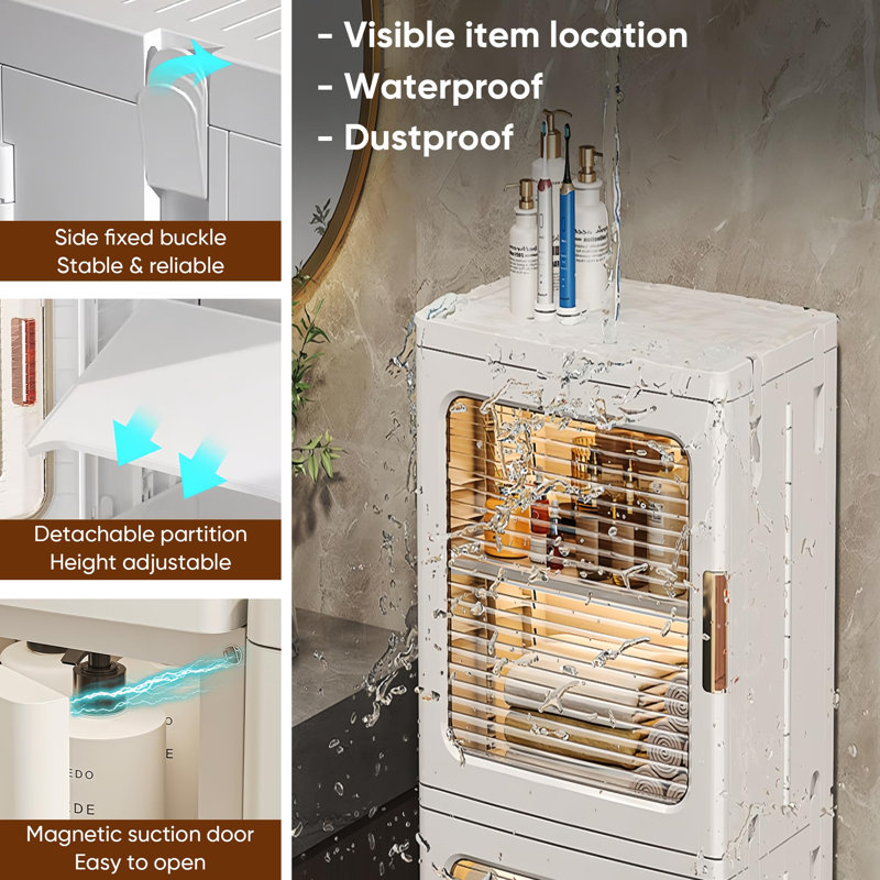 Armoire de rangement en plastique à 2 niveaux avec portes et tablettes