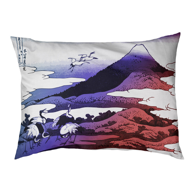 Coussin de concepteur japonais pour grues Burkart, L 32,5 po x l 42,5 po, Bleu / Rouge / Noir
