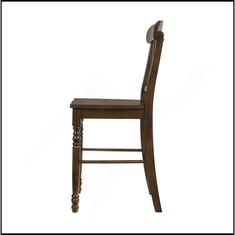 Ensemble de 2 chaises à hauteur de comptoir avec dossier en croix, noyer