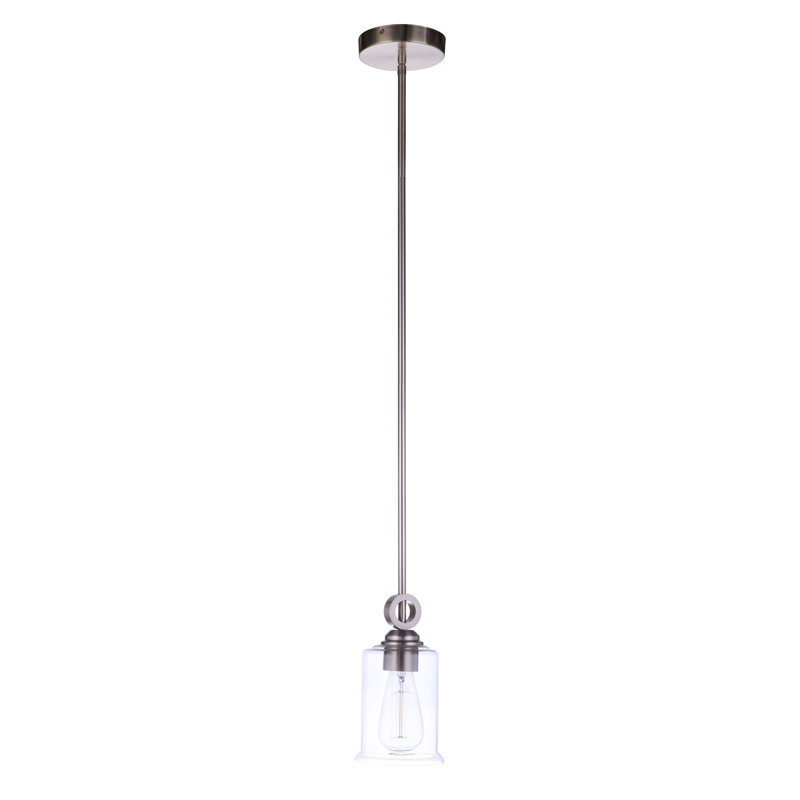 Luminaire suspendu cylindrique à 1 lumière Castlereagh, Nickel poli brossé