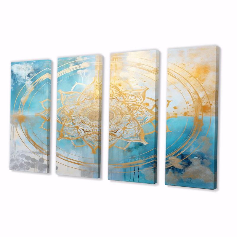 Art mural sur toile Tazmine - Boho Mandala - 4 panneaux