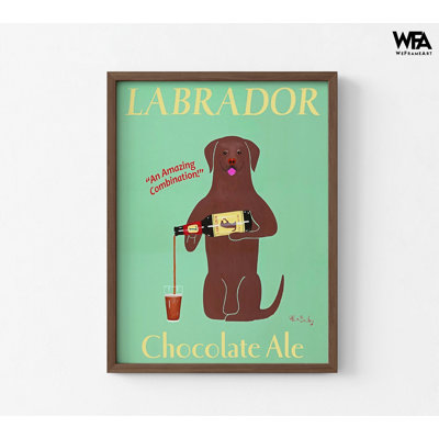 Chocolate Ale Beer Poster Print, Labrador Brown Pet Wall Art, Labrador Owner Mini Bar Home Decor, Beer Lover Kitchen Wall Art