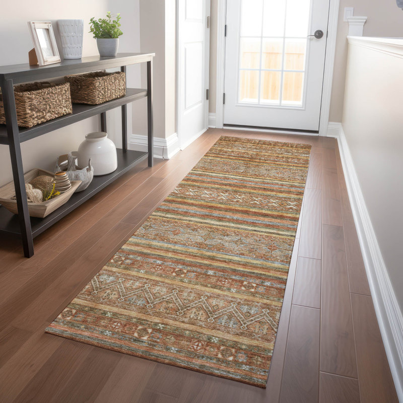 Machine Washable Indoor/Outdoor Claudian ACN1644 Terracotta Rug, Runner 2'3" x 7'6"