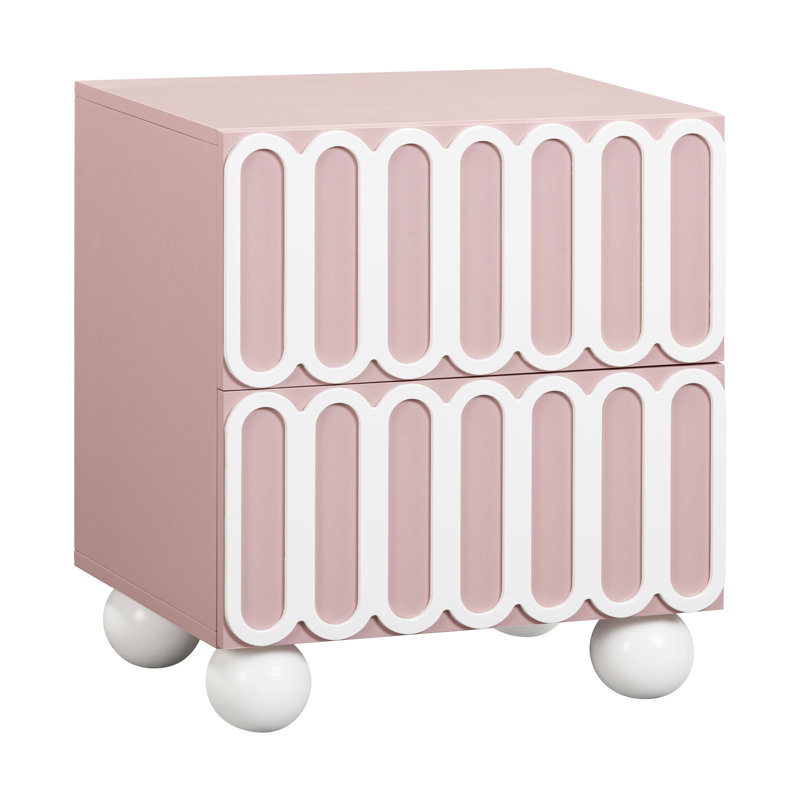 Table de chevet 2 tiroirs Insley, Mauve