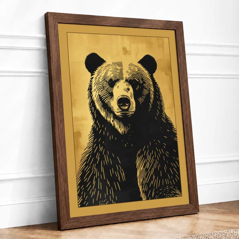 Bear's Gaze Rustic - Framed Print, A3 - 42.0 x 29.7 cm, Walnut