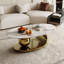 Table basse 51 po ovale, plateau en pierre frittée brillante et base en acier inoxydable doré