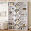 Bibliothèque à 6 niveaux, bibliothèque avec compartiments décoratifs en diamant, 46,7 po x 9,4 po x 70,9 po-427841482