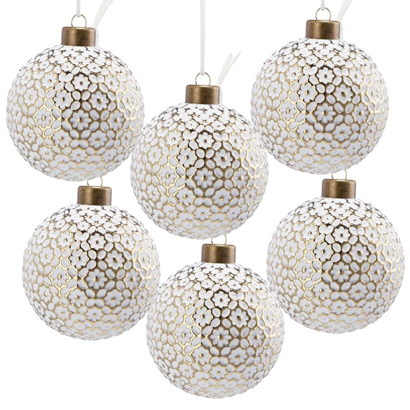 D3,9 po, boules de Noël décoratives, boules suspendues en verre pour décorations de fêtes, lot de 6