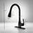 Matte Black Single-Handle High-Arc Kitchen Sink Faucet, Four Water Flow Modes, Stainless Steel Single-Layer Pull-Out Spray Head.