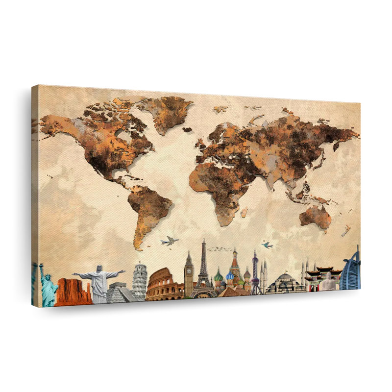 Rustic Map Canvas Print, 32" H x 48" W x 1.25" D