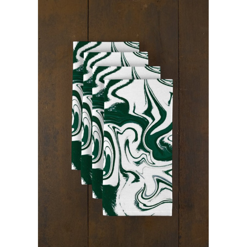 Polyester Abstract Square Napkin, Green