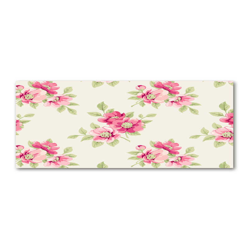 Floral Pattern - No Frame Painting, Glass, 70cm H x 100cm W x 4cm D