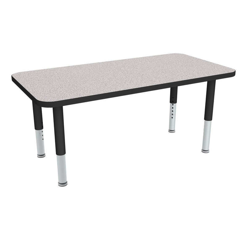 Table d'activités préscolaire rectangulaire à hauteur réglable avec roulettes, Gris nebula, Noir