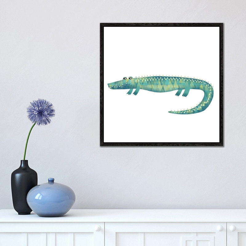 Alligator by Nic Squirrell - Print on Canvas, 45.72 cm H x 45.72 cm W, Black Framed
