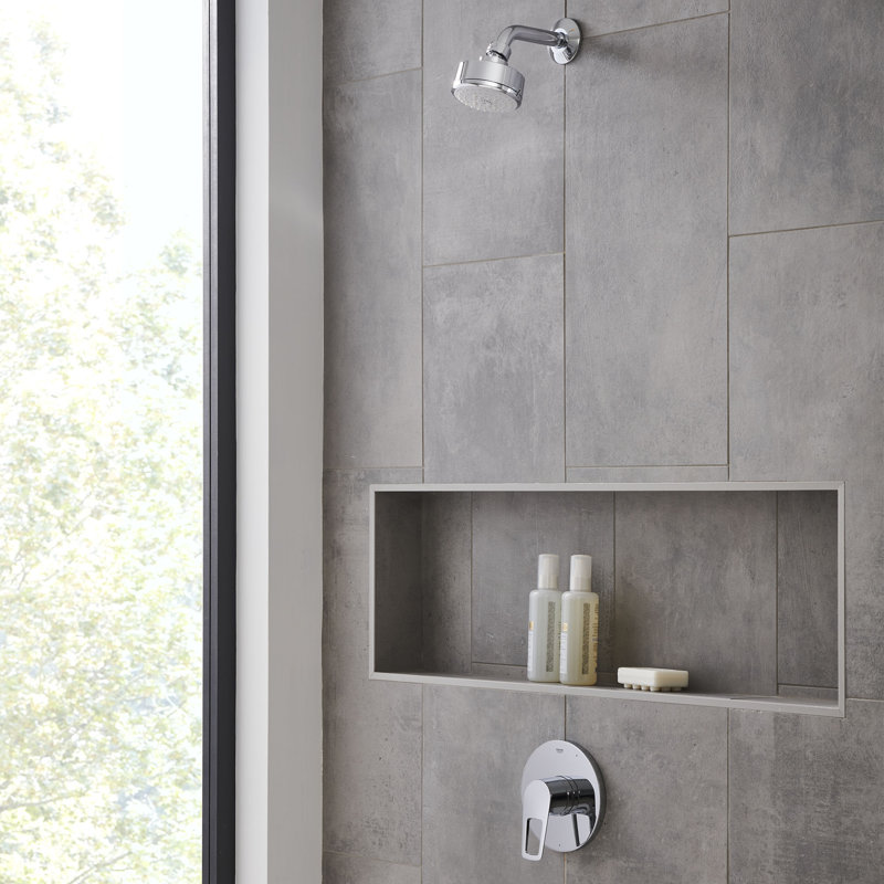 Chrome Wall-Mounted Pressure Balance Valve Trim with Lever