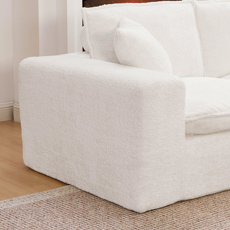Canapé modulaire en L 107 po avec repose-pieds mobile 107 po Blain, Beige
