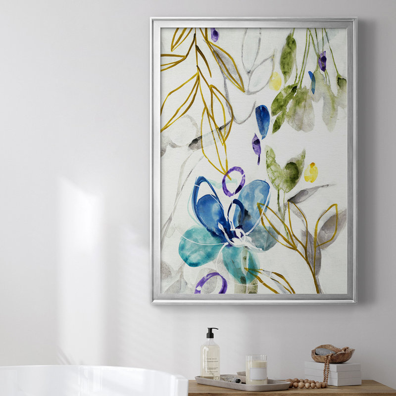 On A Whim I - Toile encadrée de qualité supérieure - prête à être accrochée, L 30,5 po x H 42,5 po, Argent