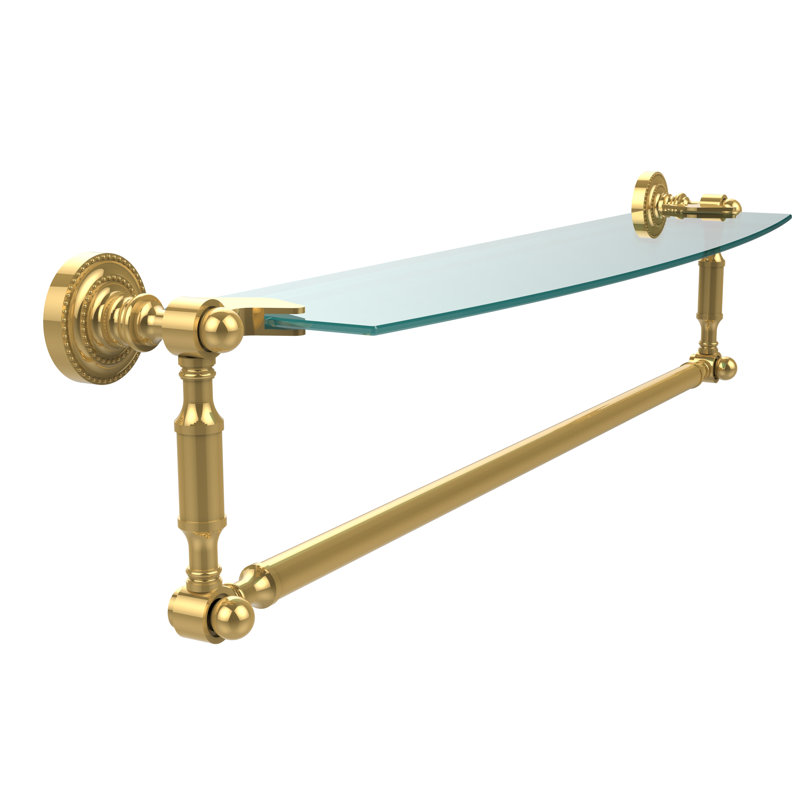 Marchmont Bracket Shelf with Towel Bar, 5" H x 28" W x 6.1" D, Polished Brass