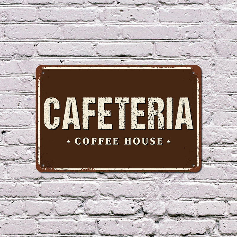 Enseigne de fantaisie en aluminium 10 po x 14 po Cafeteria