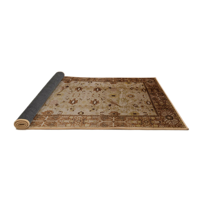 Tapis brun à motif oriental, Rond 8 pi