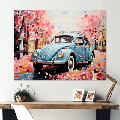 Pastel Vintage Pink Car Adventure I - Décoration murale voiture rétro