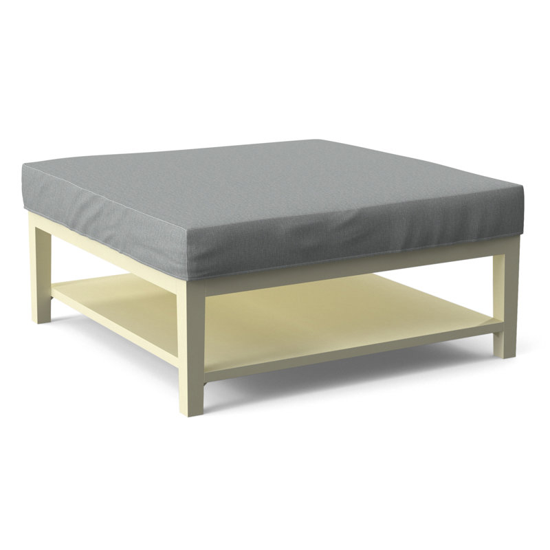 Hammond Square Ottoman, Antique Black Finish, Light Blue Performance Fabric; 0851-55