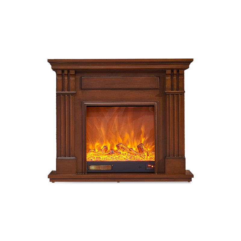 Solid Wood Electric Fireplace, Brown
