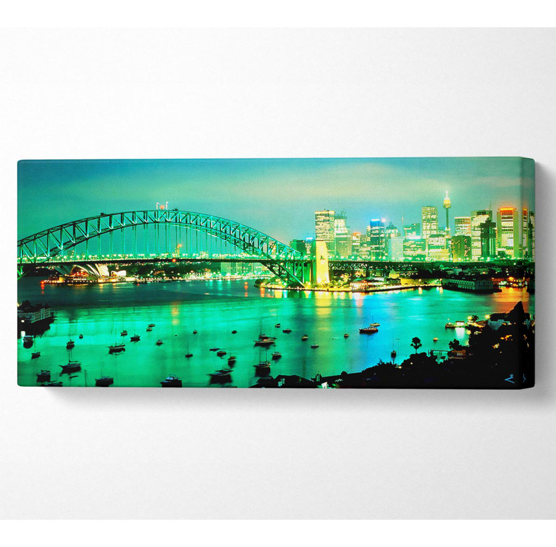 Sydney Harbour Bridge Green Glow - Kunstdrucke auf Leinwand