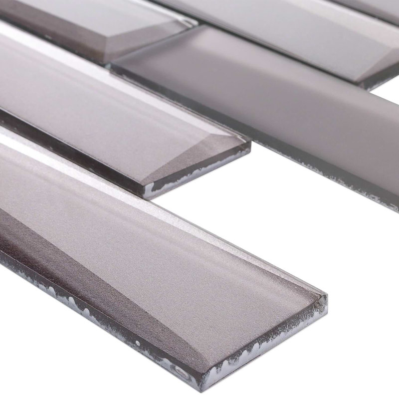 Remington 3D Bricks Bronze Glass Mosaic Tile, Sepia Gray