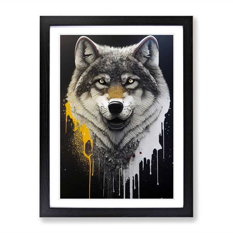 Splashed Wolf No.2 - Framed Print, Black Framed, 34cm H x 25cm W x 2cm D