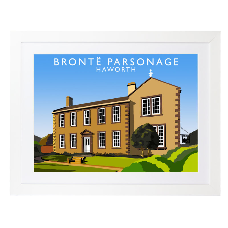 Bronte Parsonage by Richard O'Neil - Print, White Wood Frame, 44 cm H x 54 cm W x 2.2 cm D