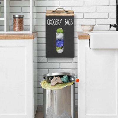 Support de sac d'épicerie Farmhouse pour sacs en plastique, couvercle noir