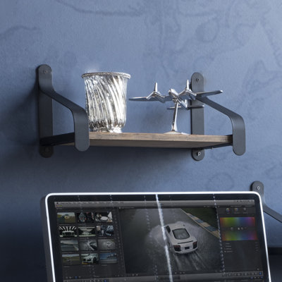 Dahl Elm Floating Shelf with Reclaimed Wood