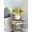 Hydrangea and Palm Leaf in a Ceramic Vase
