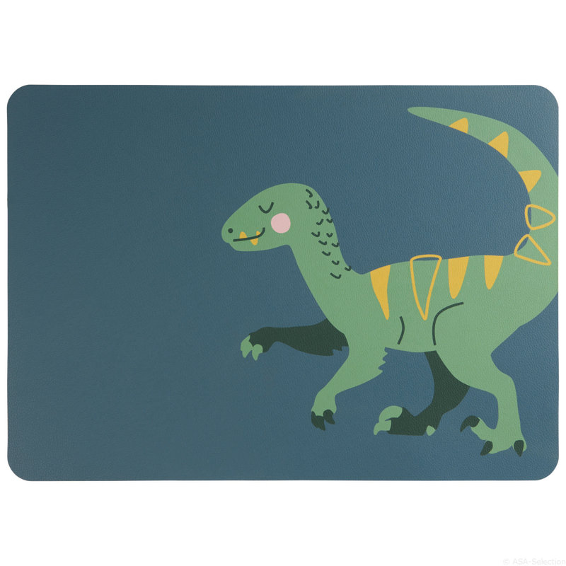 Ensemble de napperons en cuir 4 pièces, Dinosaure bleu