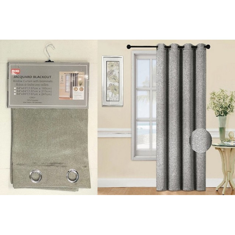 Panneau de rideau simple occultant princess, Gris, L 54 po x L 84 po