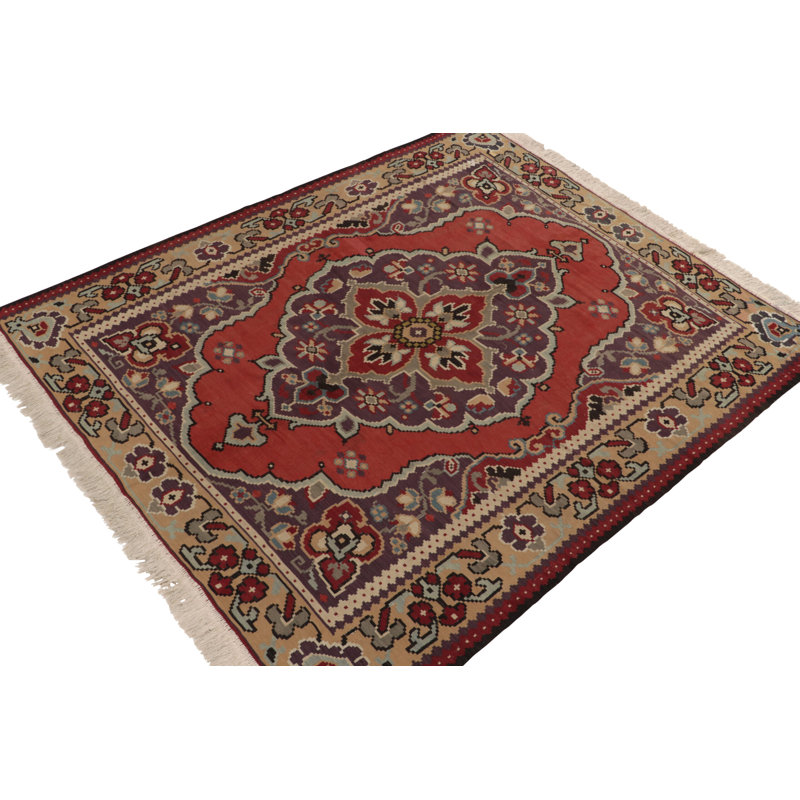 Wool Floral Area Rug in Red/Brown