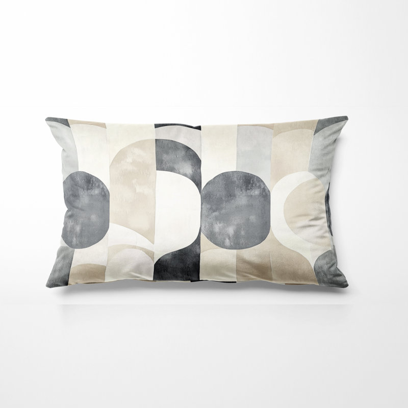 Coussin géométrique à motif géométrique neutre, H 12 po x l 20 po