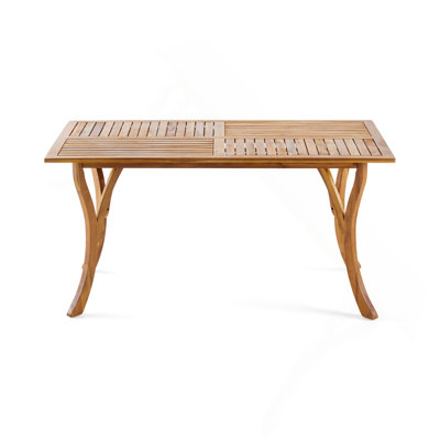 Outdoor 59 Inch Rectangular Solid Wood Table Dining Table,Teak Finish