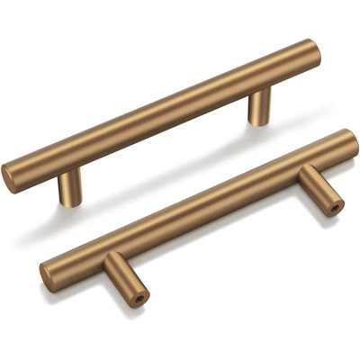 Paquet de 35 poignées d'armoire bronze champagne - poignées d'armoire or brossé - poignées de tiroir en acier inoxydable de qualité supérieure
