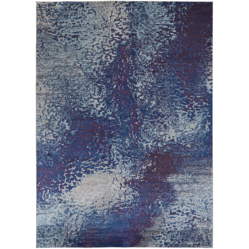 Groh Paras Abstract Contemporary Area Rug, Blue/Purple, Rectangle 2'8" x 8'
