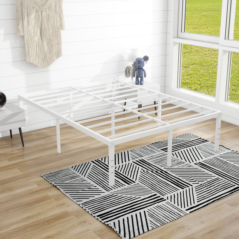 Base de lit plateforme en métal, Grand, Blanc